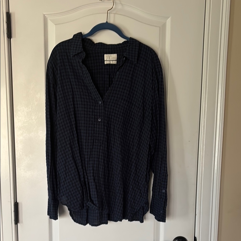 J.Crew Navy and Black Checkered Shirt
